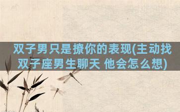 双子男只是撩你的表现(主动找双子座男生聊天 他会怎么想)